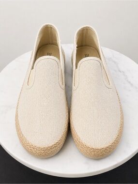 Esprit Linen Canvas Espadrille Slip-On Flats Natural Beige Size 8 NWT